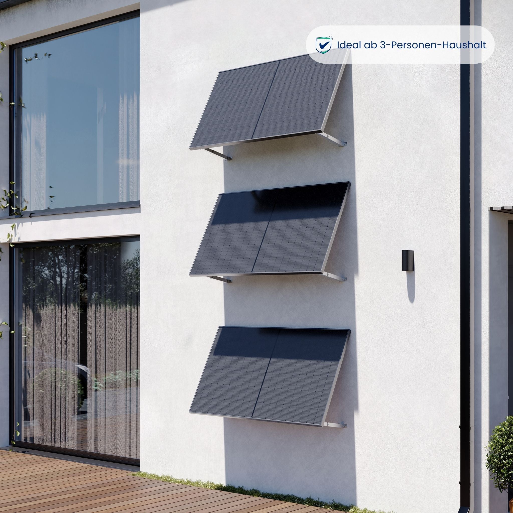 Premium Refurbished Balkonkraftwerk (1305W, Aufständerung Wand, Schwarz)