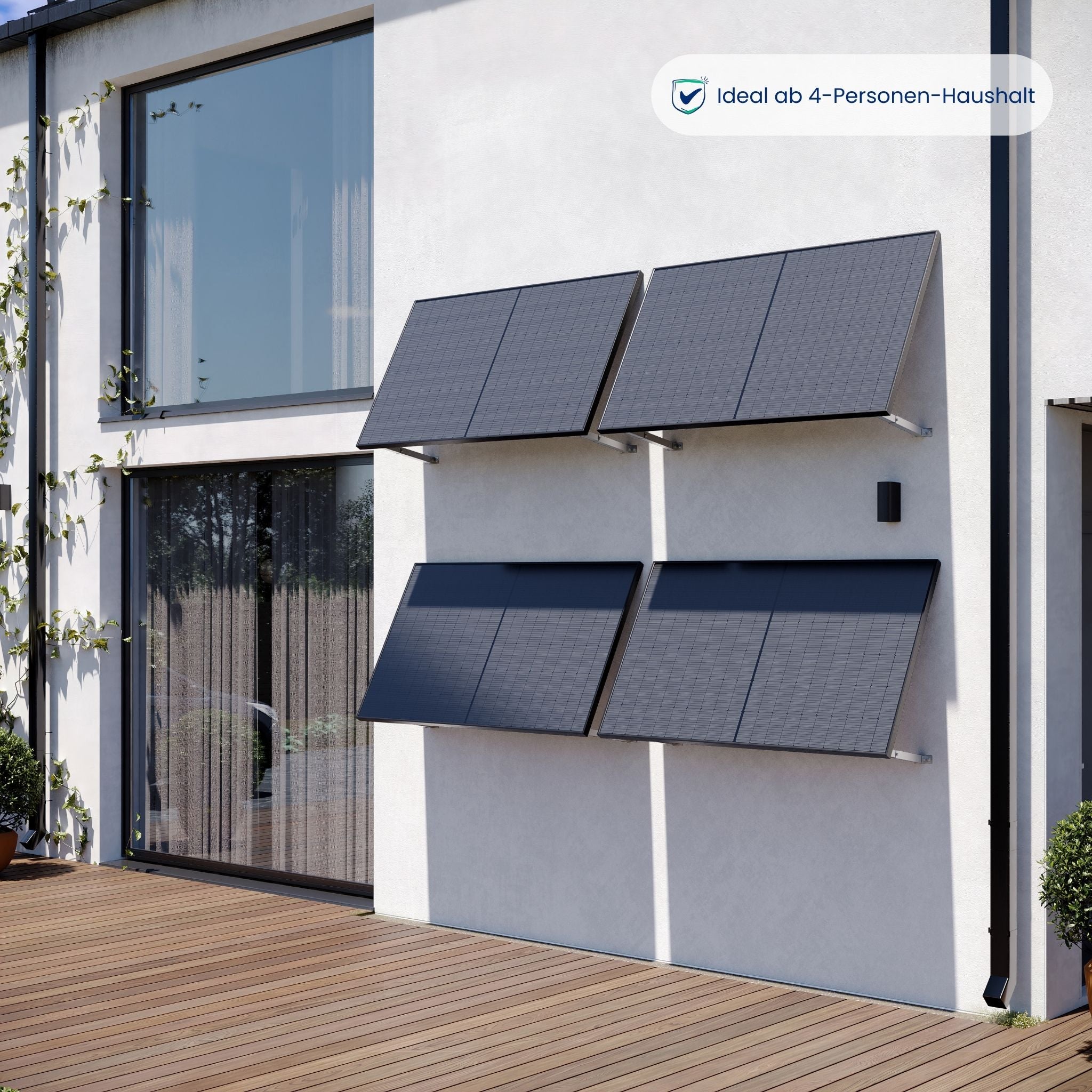 Premium Refurbished Balkonkraftwerk (1740W, Aufständerung Wand, Schwarz)