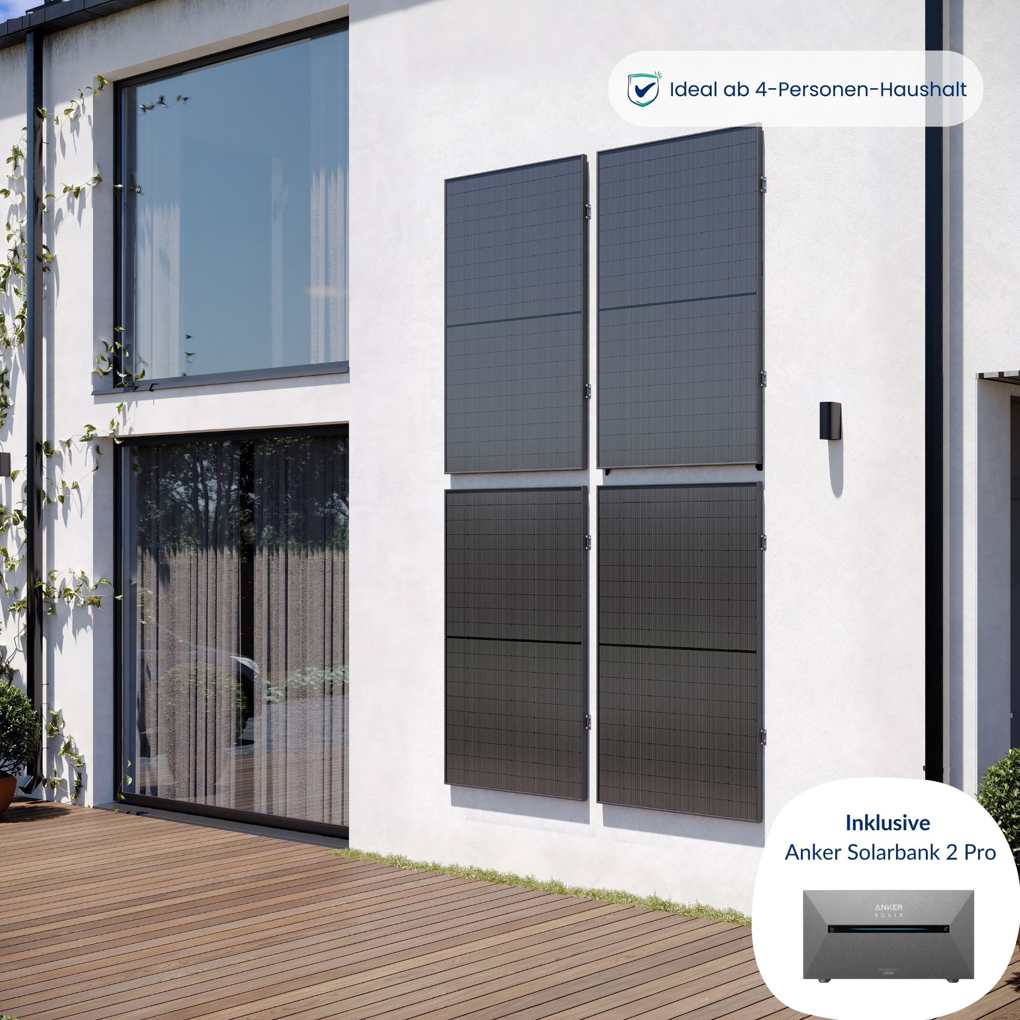 Premium Refurbished Balkonkraftwerk mit Anker-Speicher (1740W, Basic, Schwarz)