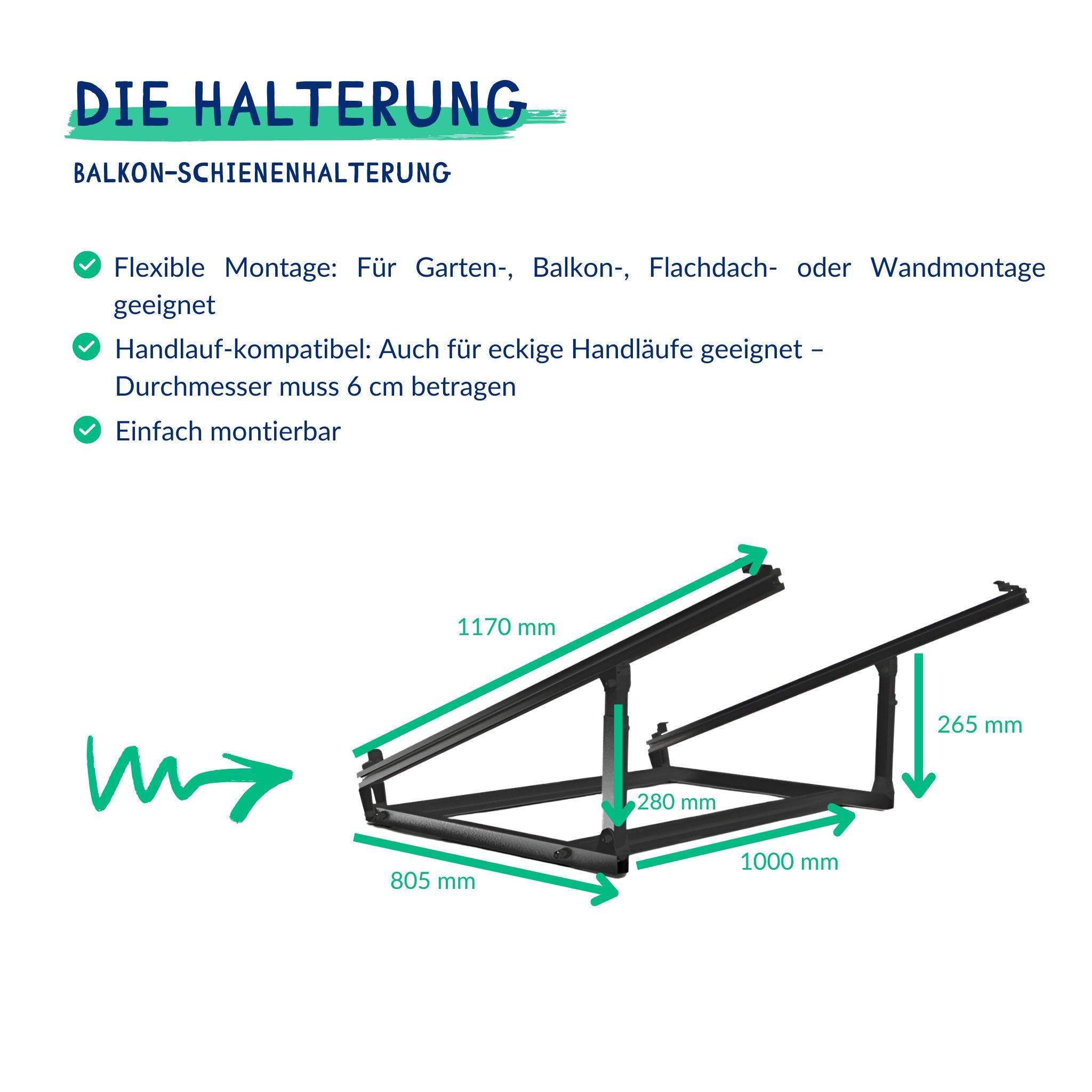 Balkon-Schienenhalterung