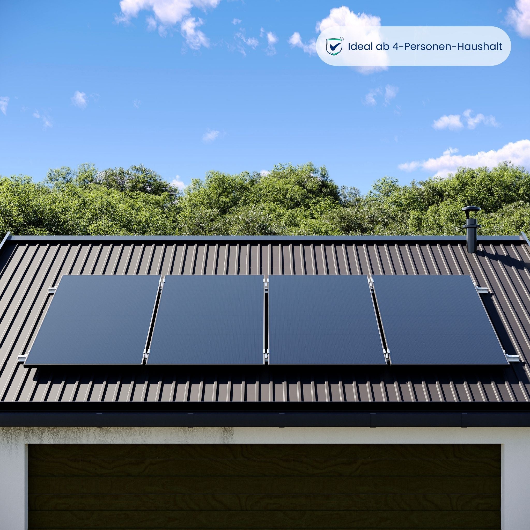 Premium Refurbished Balkonkraftwerk (1740W, Blechdach, Schwarz)