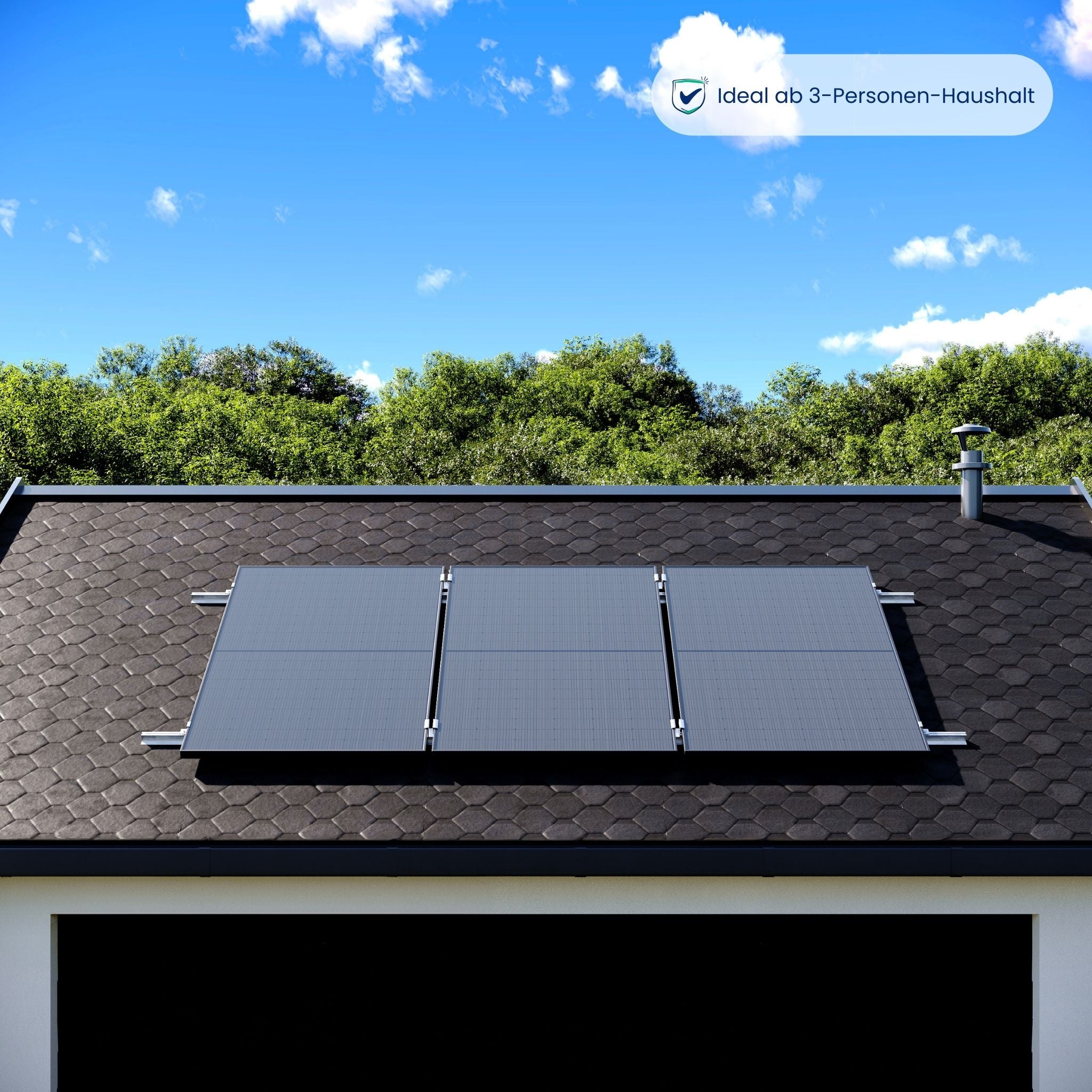 Premium Refurbished Balkonkraftwerk (1305W, Gartenhaus/Bitumen, Schwarz)