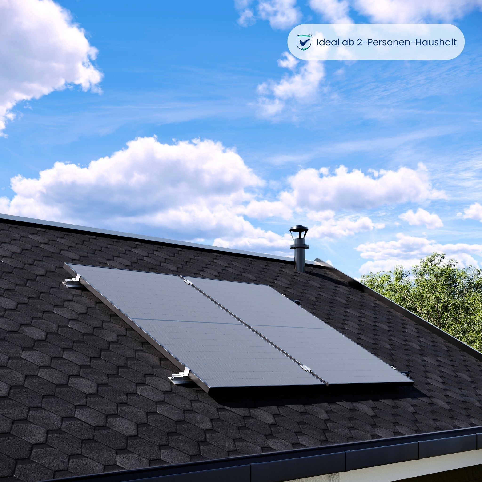 Premium Refurbished Balkonkraftwerk (870W, Gartenhaus/Bitumen, Schwarz)