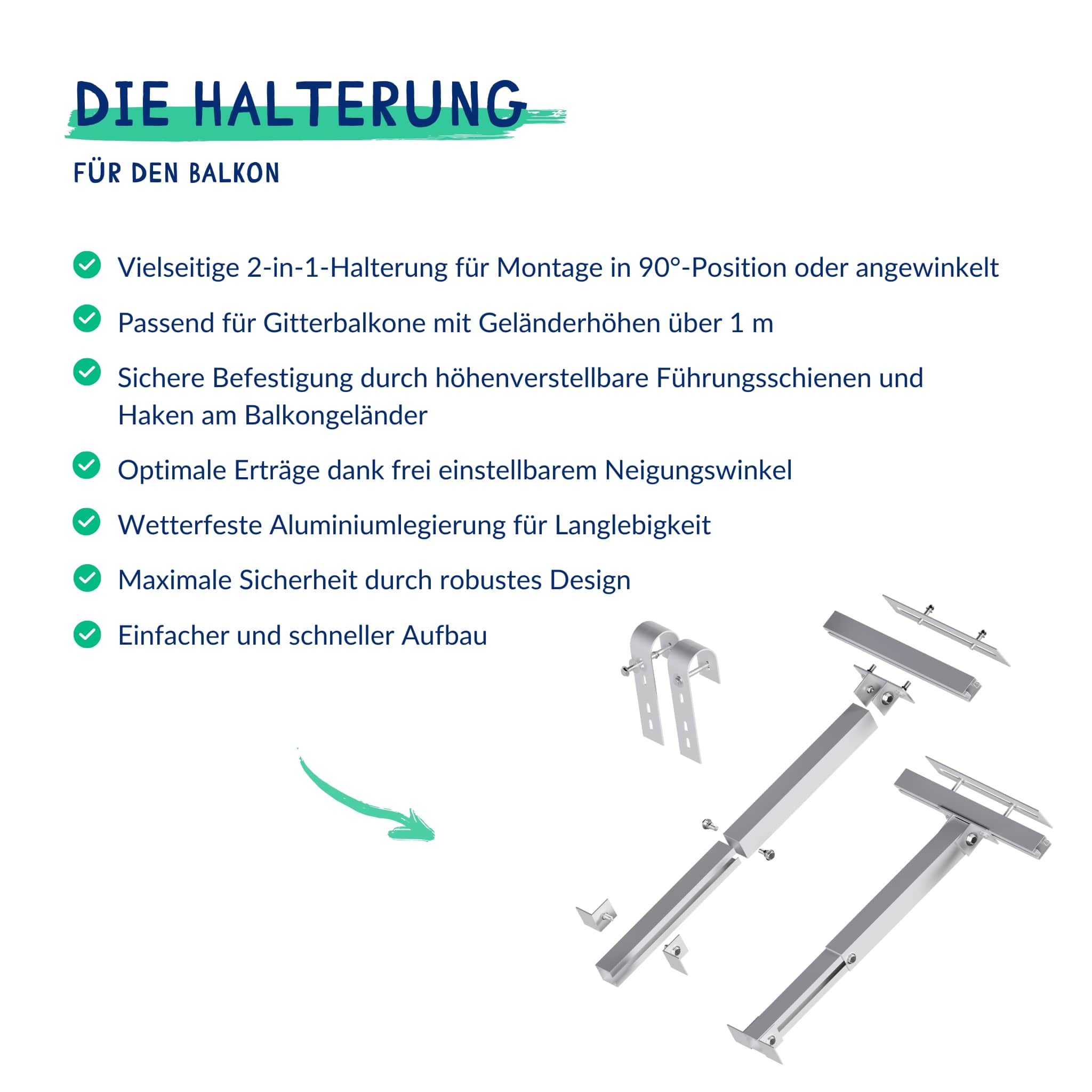 Premium Refurbished Balkonkraftwerk (1740W, Balkon, Schwarz)