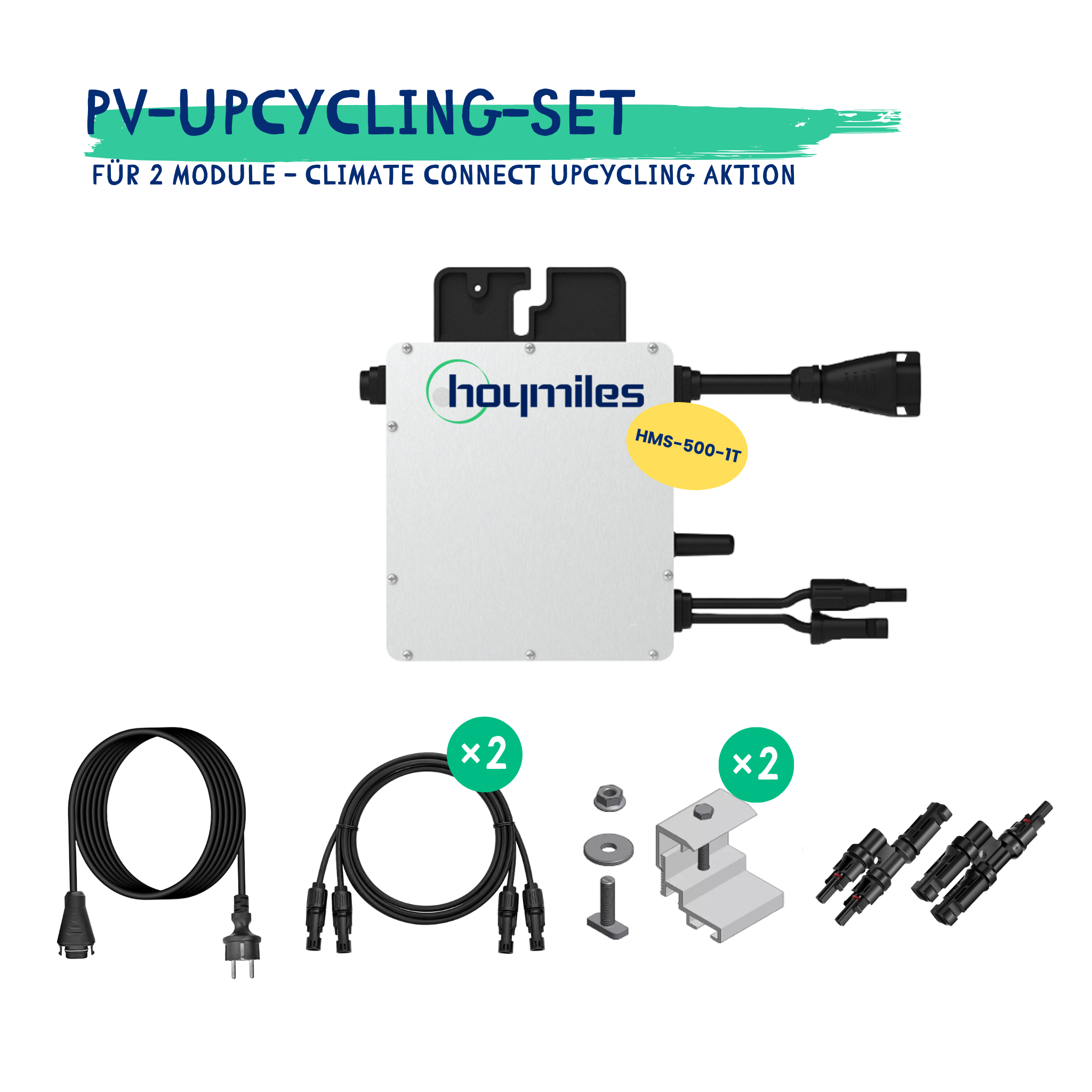 PV-Upcycling Set 2 Module mit HMS-500W-1T (Climate Connect Abholer)