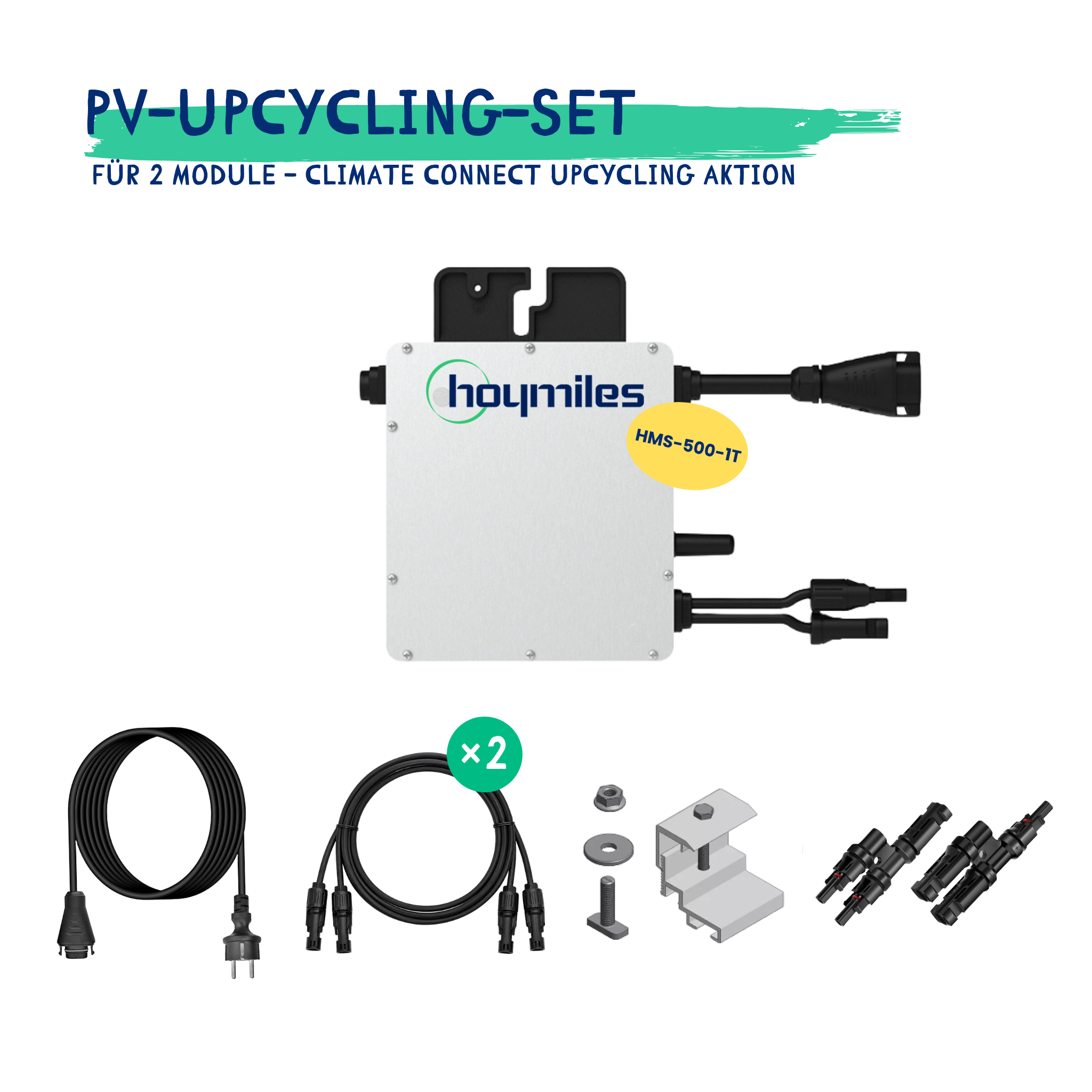 PV-Upcycling Set 2 Module mit HMS-500W-1T (Climate Connect Abholer)
