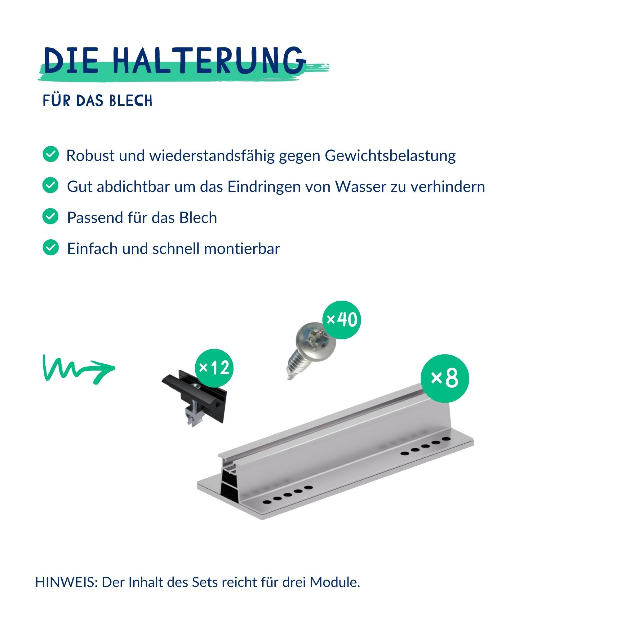 Trio-Blechdach-Halterung