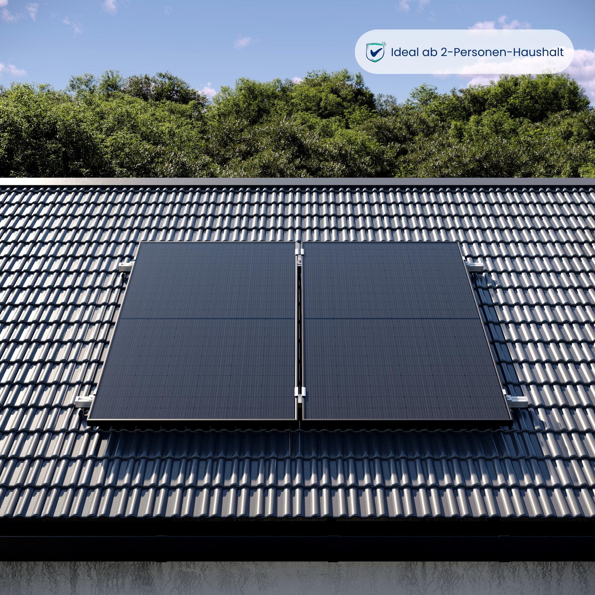 Premium Refurbished Balkonkraftwerk (870W, Ziegeldach, Schwarz)