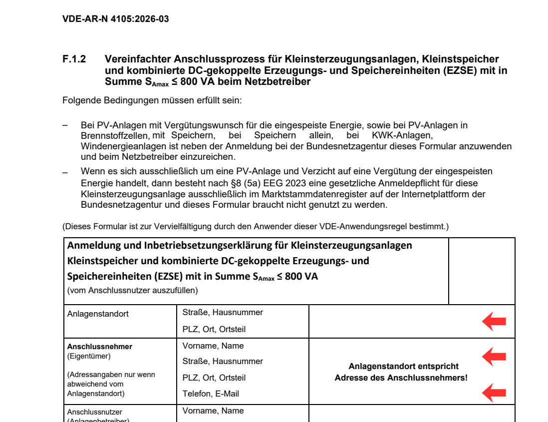 Mein Netzbetreiber möchte eine separate Anmeldung des Speichers (VDE-AR-N 4105:2026-03 128 F.1.2)