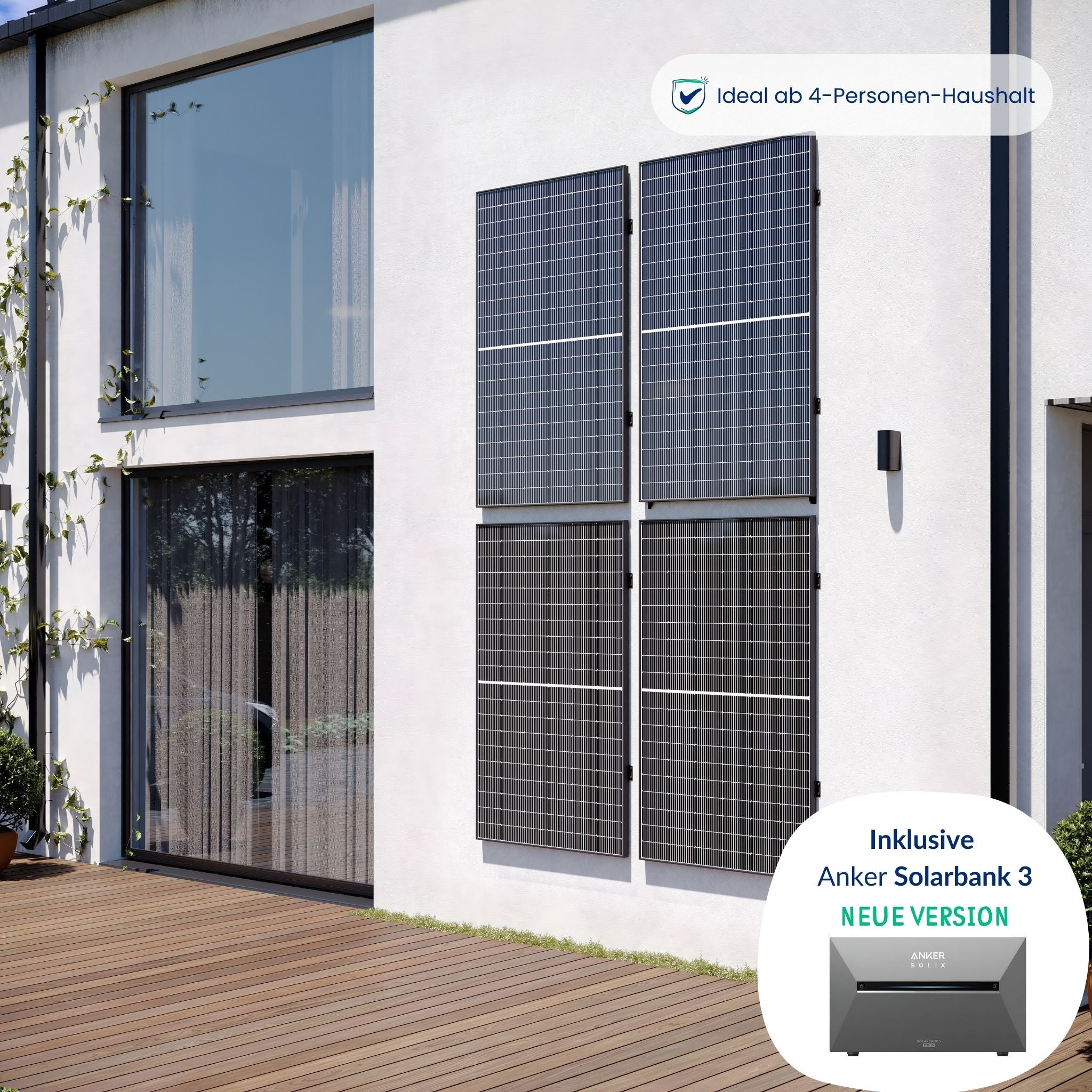 Premium Refurbished Balkonkraftwerk mit Anker Solarbank 3 (1620W, Basic, Schwarz)
