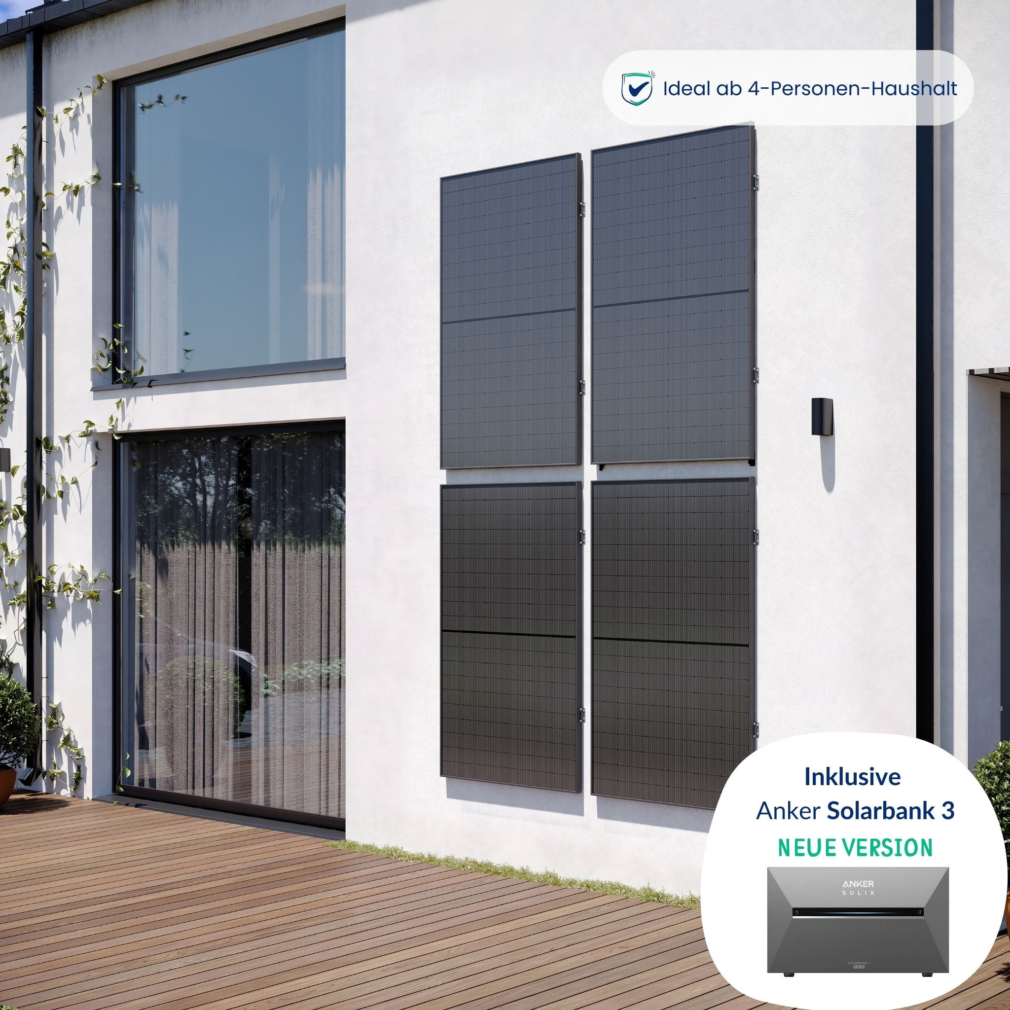 Premium Refurbished Balkonkraftwerk mit Anker Solarbank 3 (1620W, Basic, Schwarz)