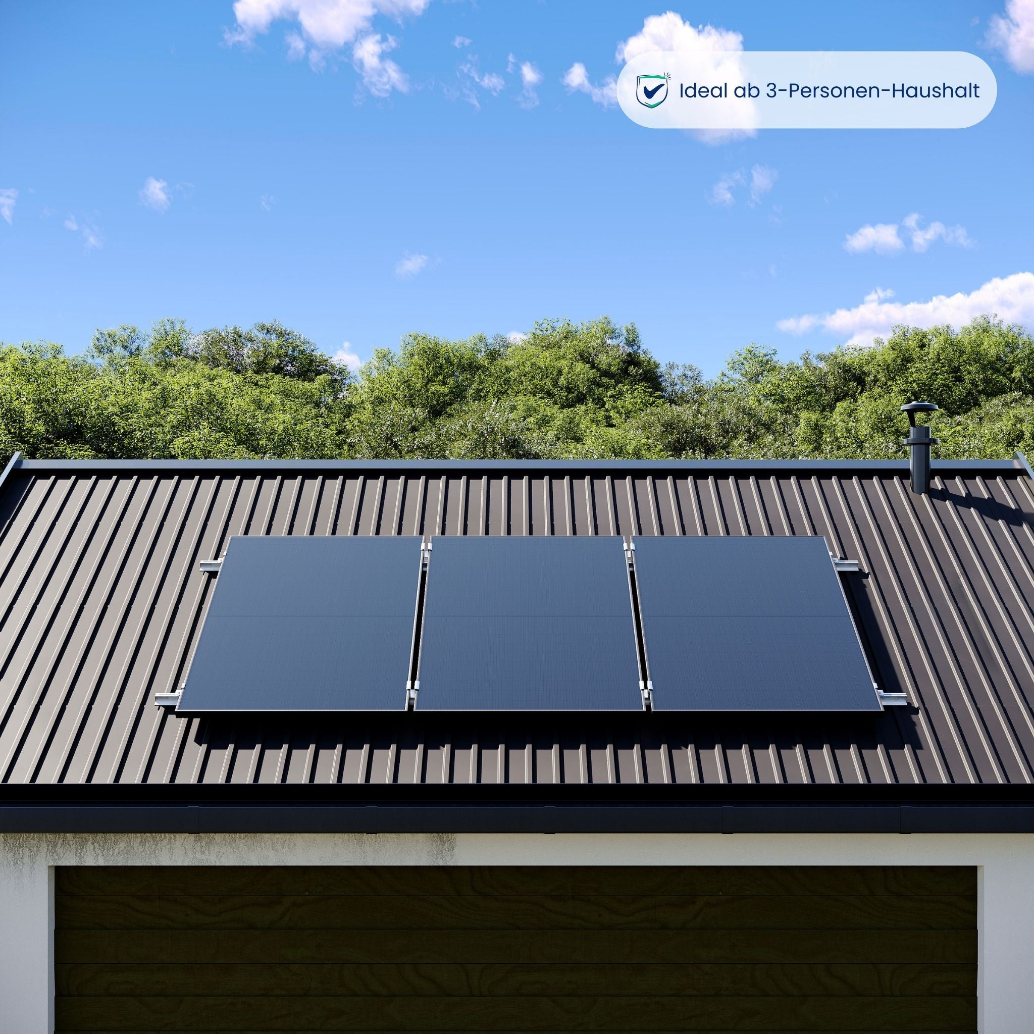 Premium Refurbished Balkonkraftwerk (1215W, Blechdach, Schwarz)