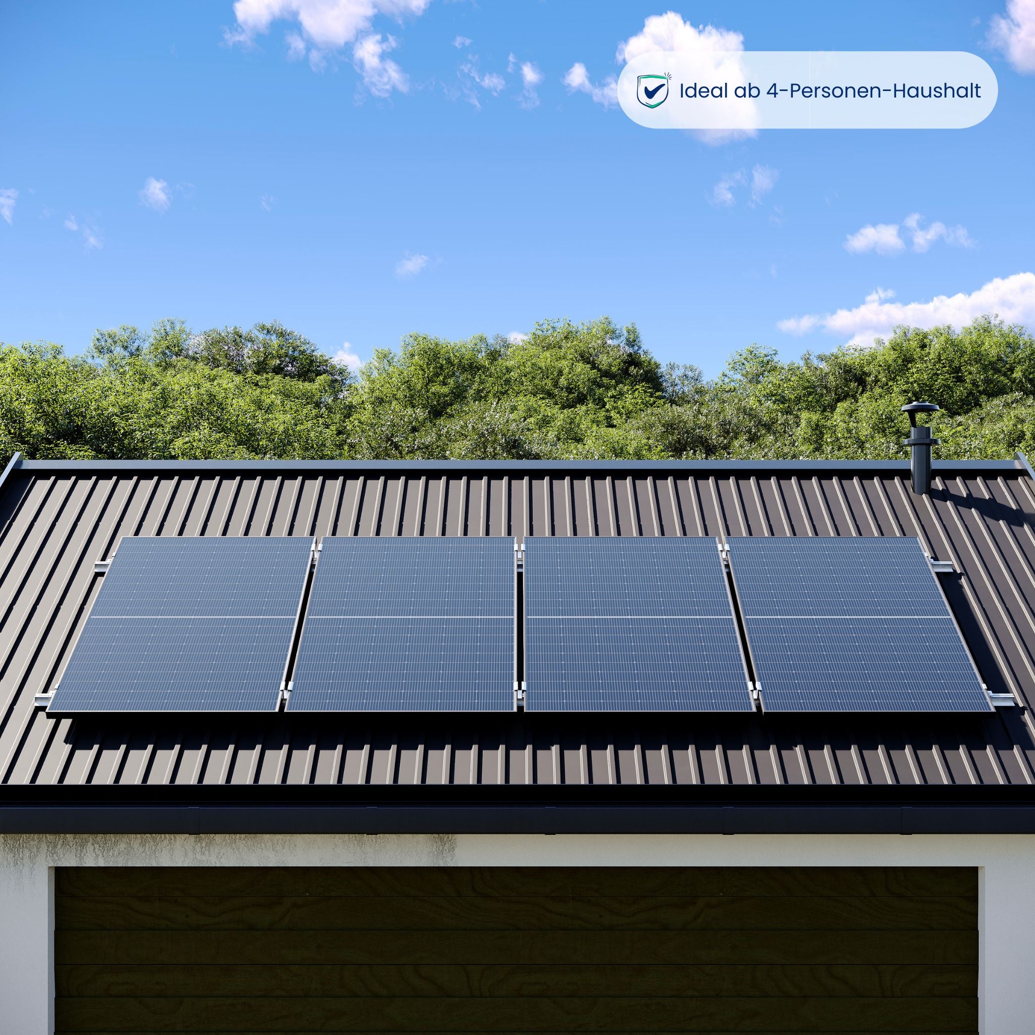 Premium Refurbished Balkonkraftwerk (1620W, Blechdach, Schwarz)