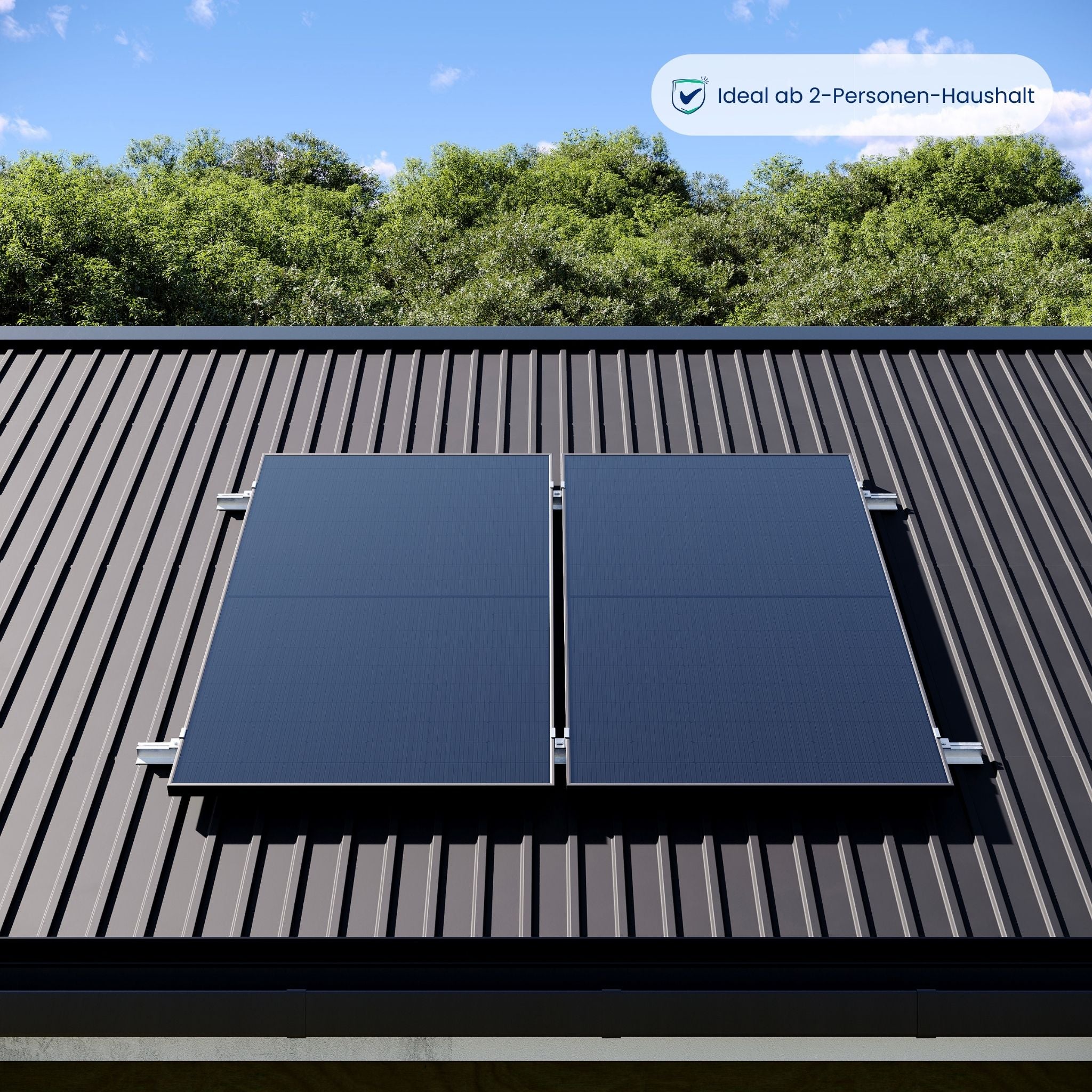 Premium Refurbished Balkonkraftwerk (810W, Blechdach, Schwarz)