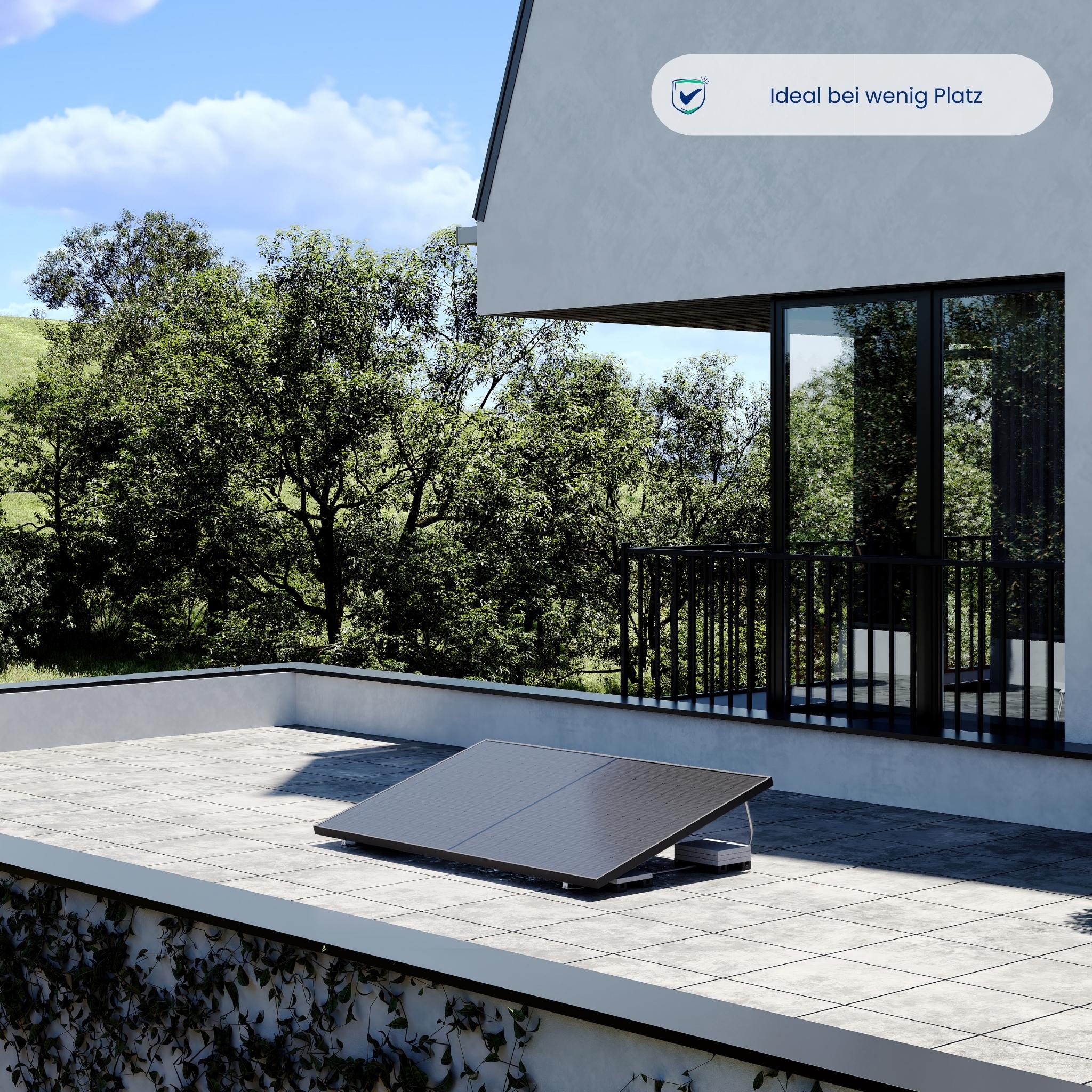 Premium Refurbished Balkonkraftwerk (405W, Flachdach, Schwarz)