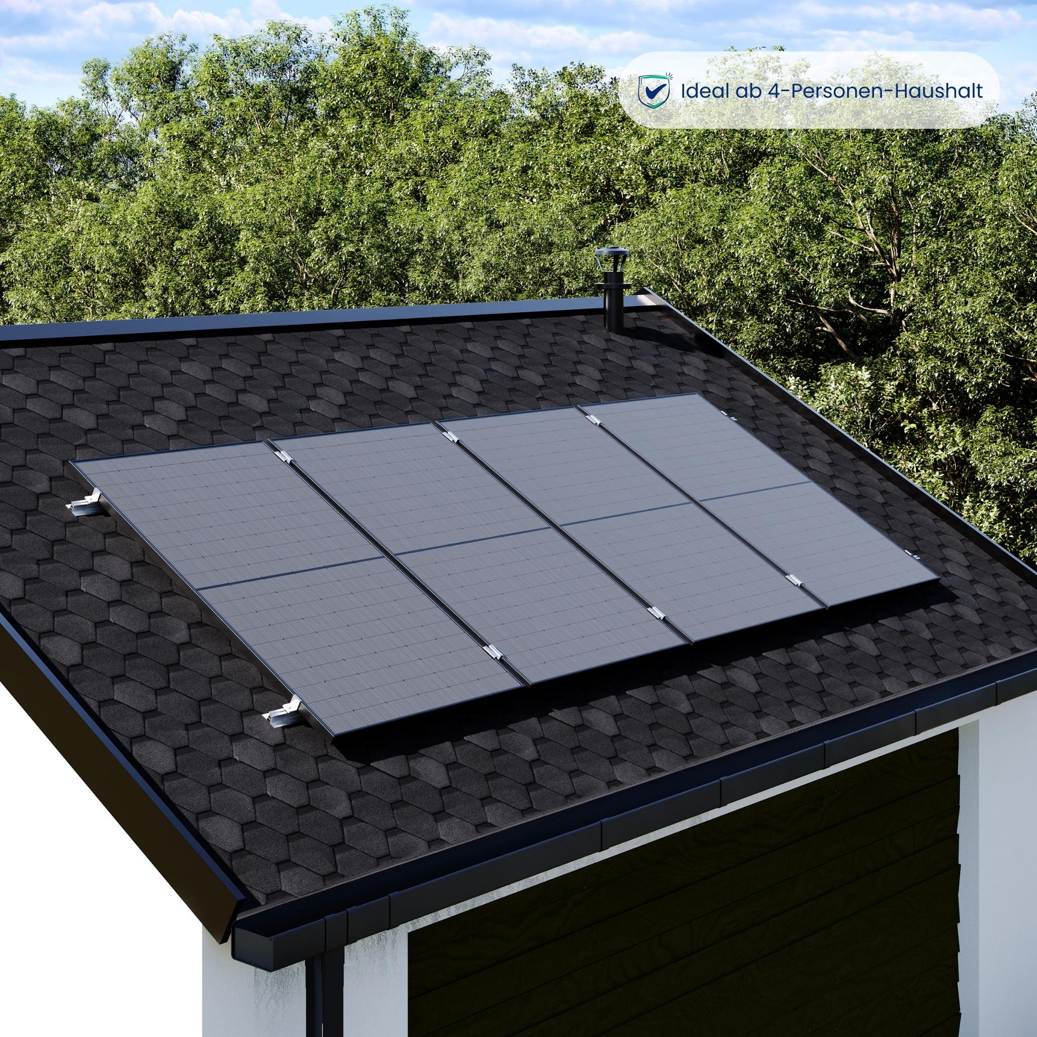 Premium Refurbished Balkonkraftwerk (1620W, Gartenhaus/Bitumen, Schwarz)