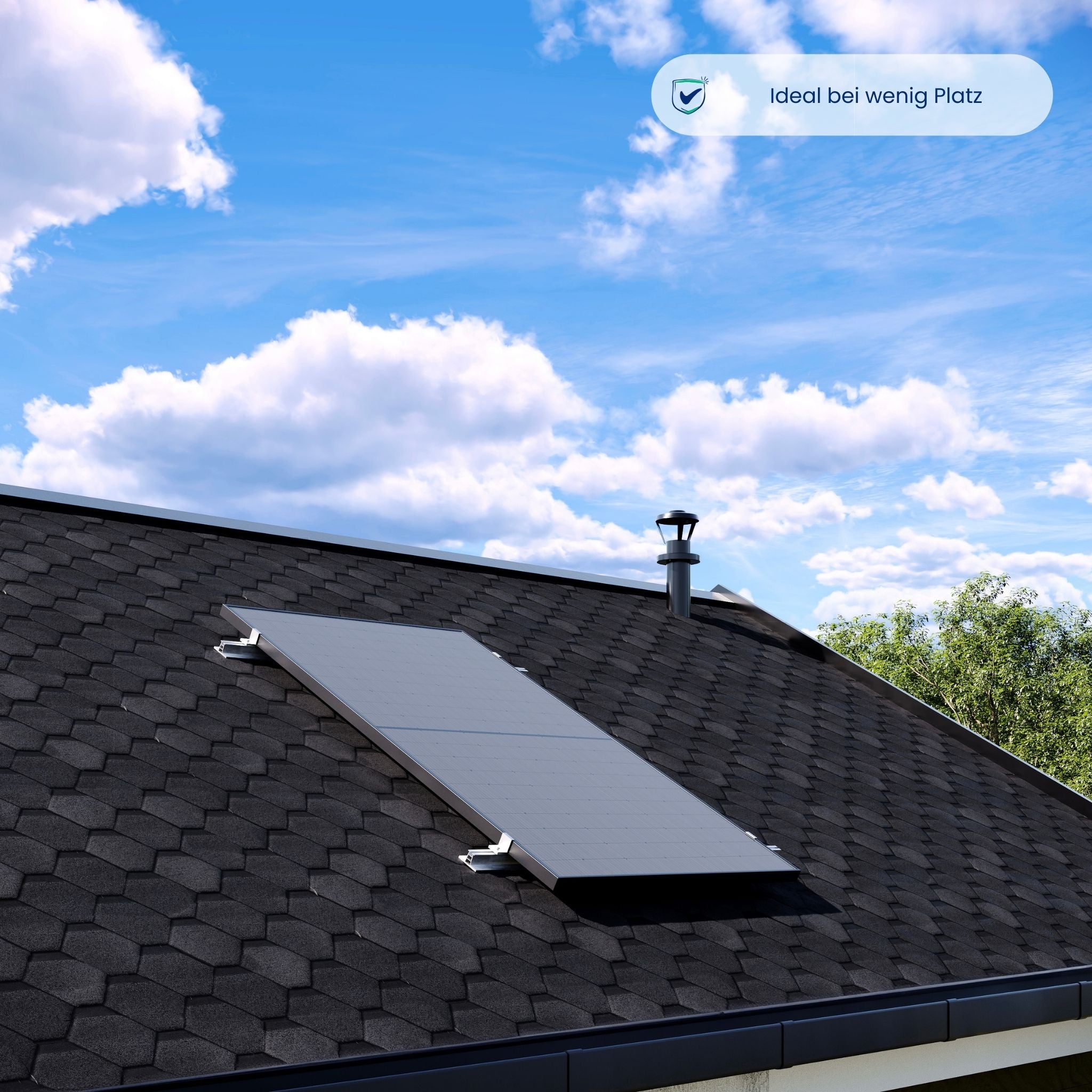 Premium Refurbished Balkonkraftwerk (405W, Gartenhaus/Bitumen, Schwarz)