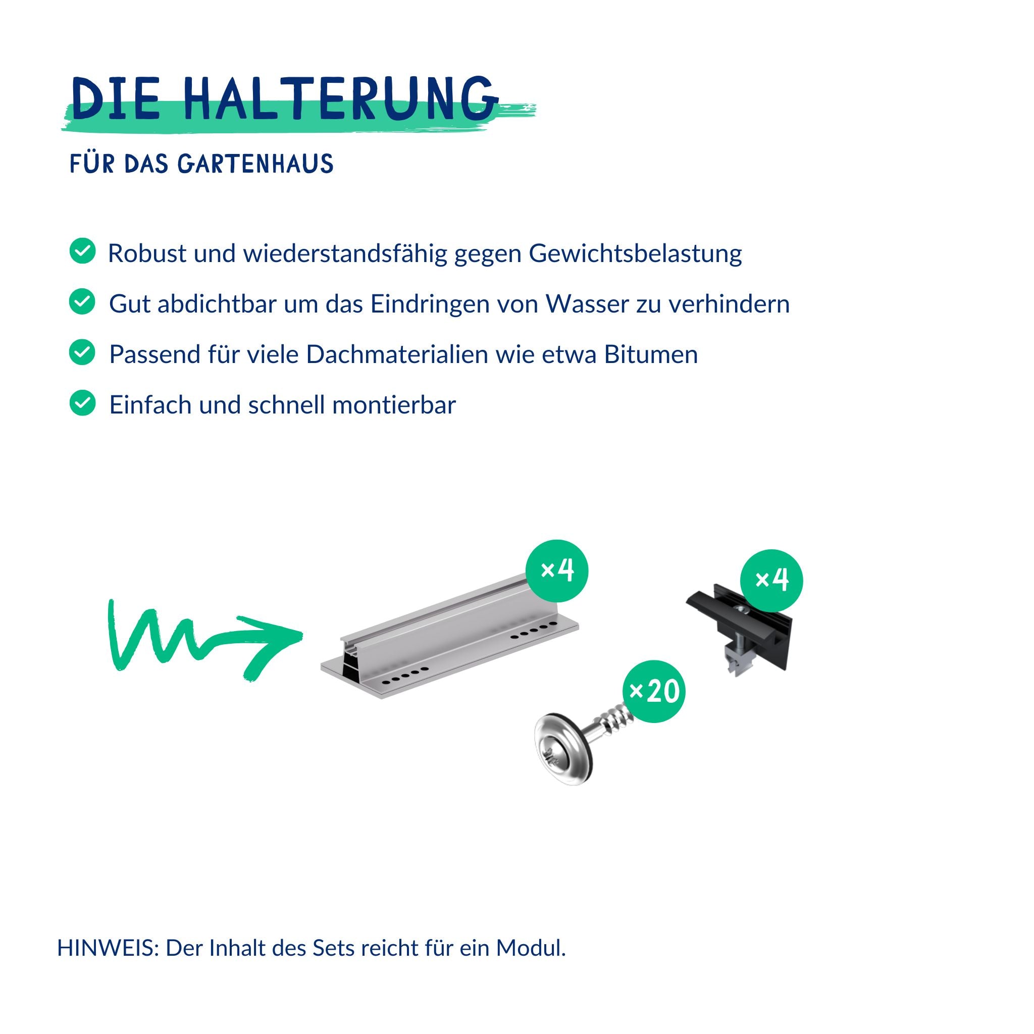 Bitumen Halterung für 1 Modul