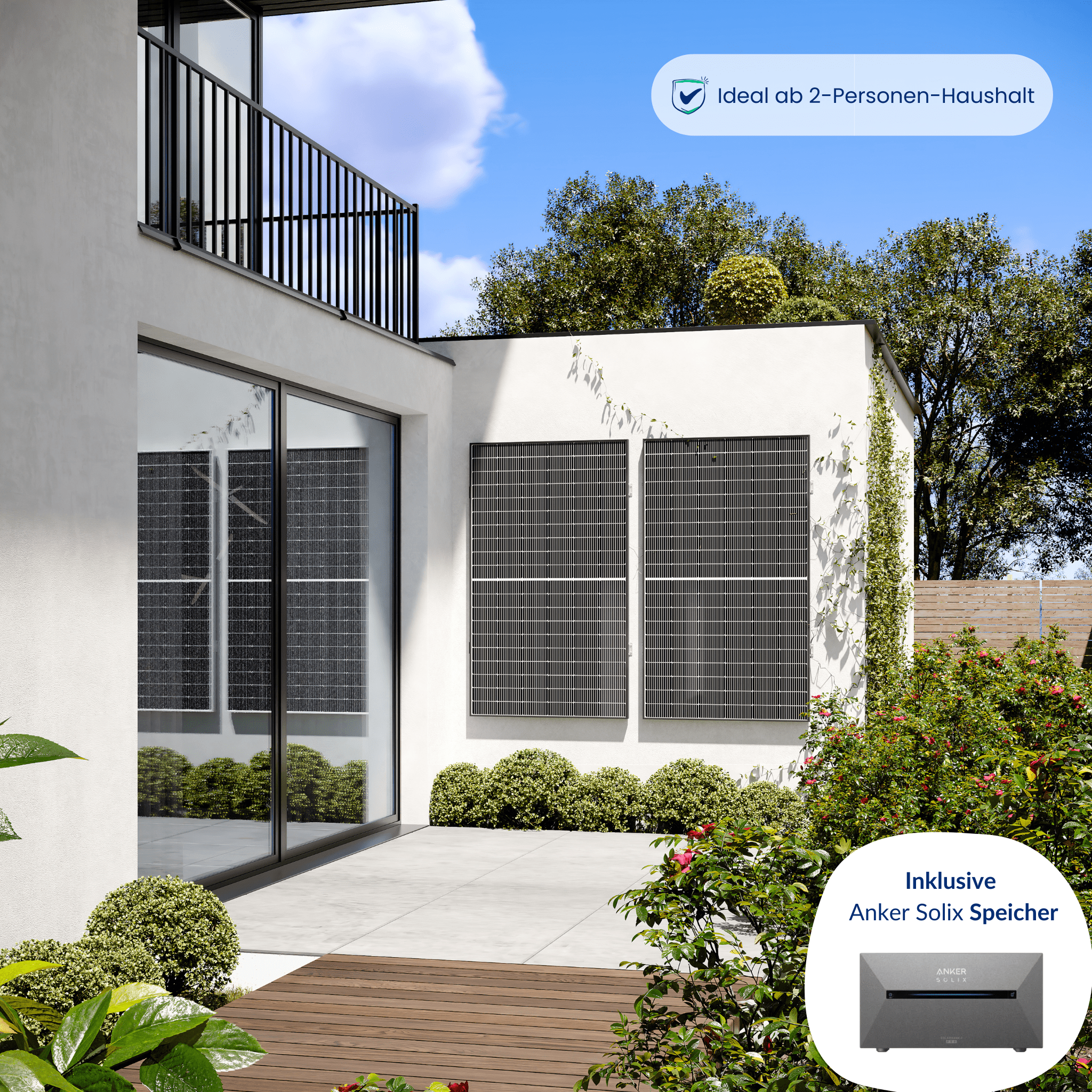 Premium Refurbished Balkonkraftwerk mit Speicher (810W, Wand, Schwarz)
