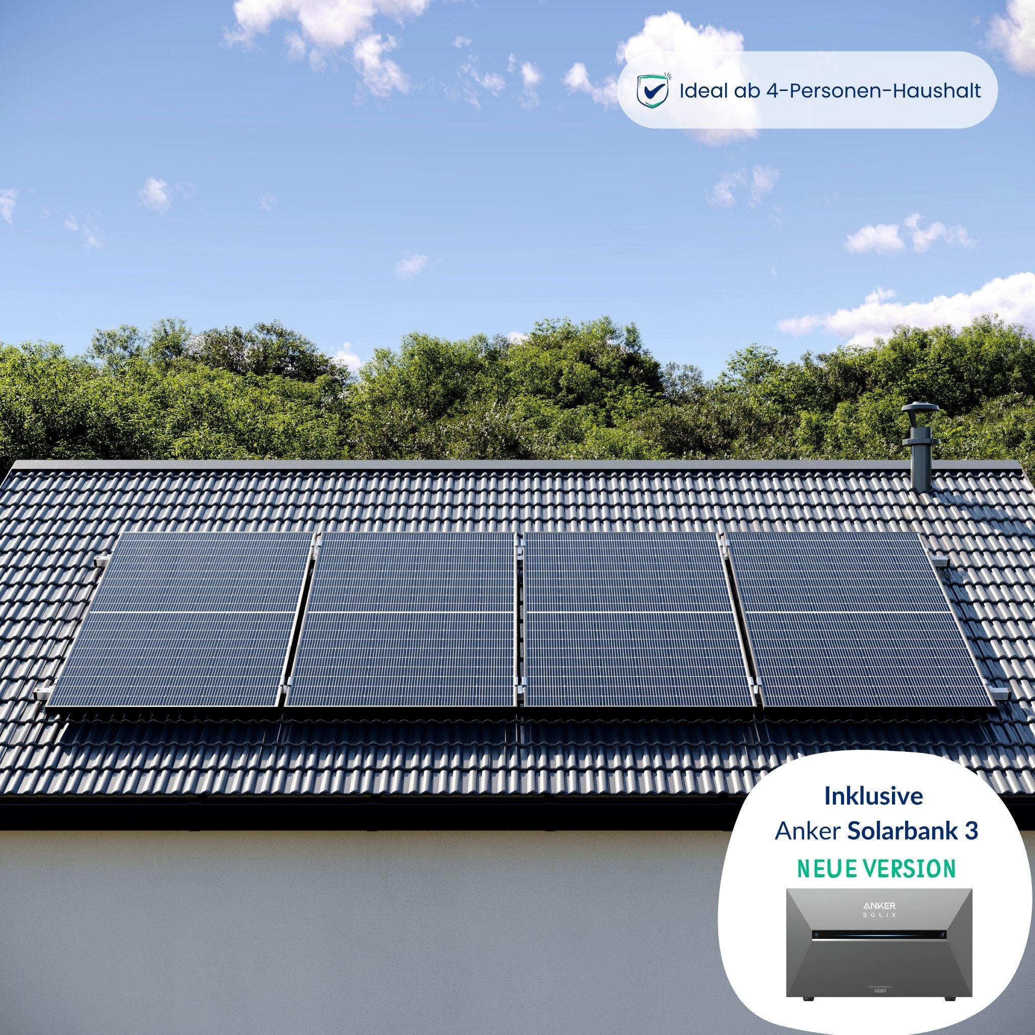 Premium Refurbished Balkonkraftwerk mit Anker Solarbank 3 (1620W, Ziegeldach, Schwarz)