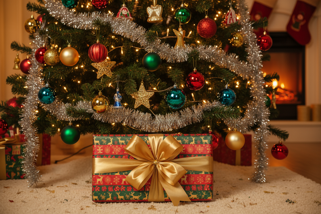 Paket unterm weihnachtsbaum foto realistisch